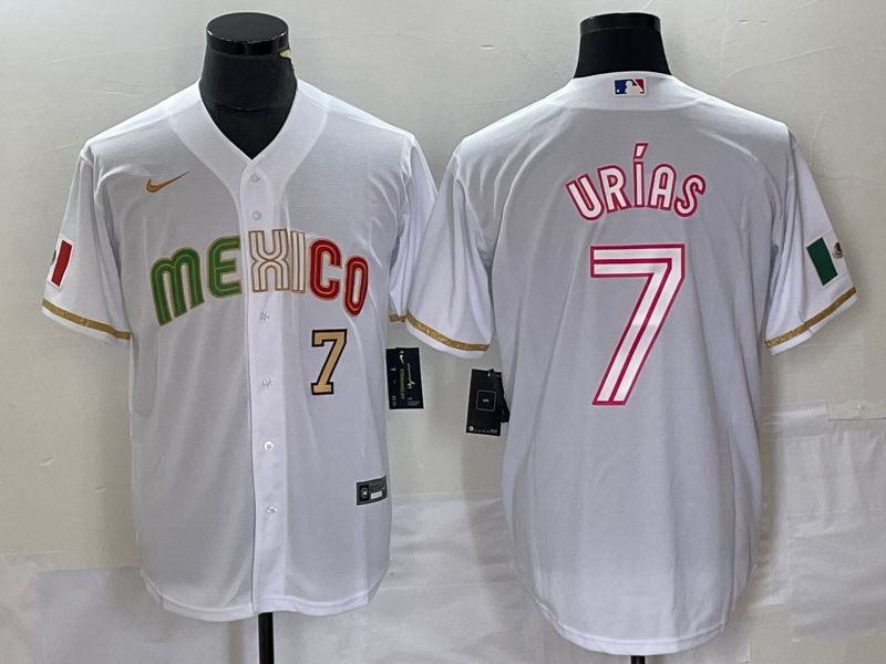 Men 2023 World Cub Mexico 7 Urias White Nike MLB Jersey style 22